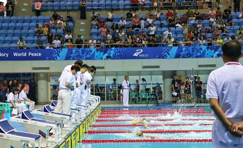军运会游泳测试赛暨2019年武汉市青少年游泳比赛开赛(图9)